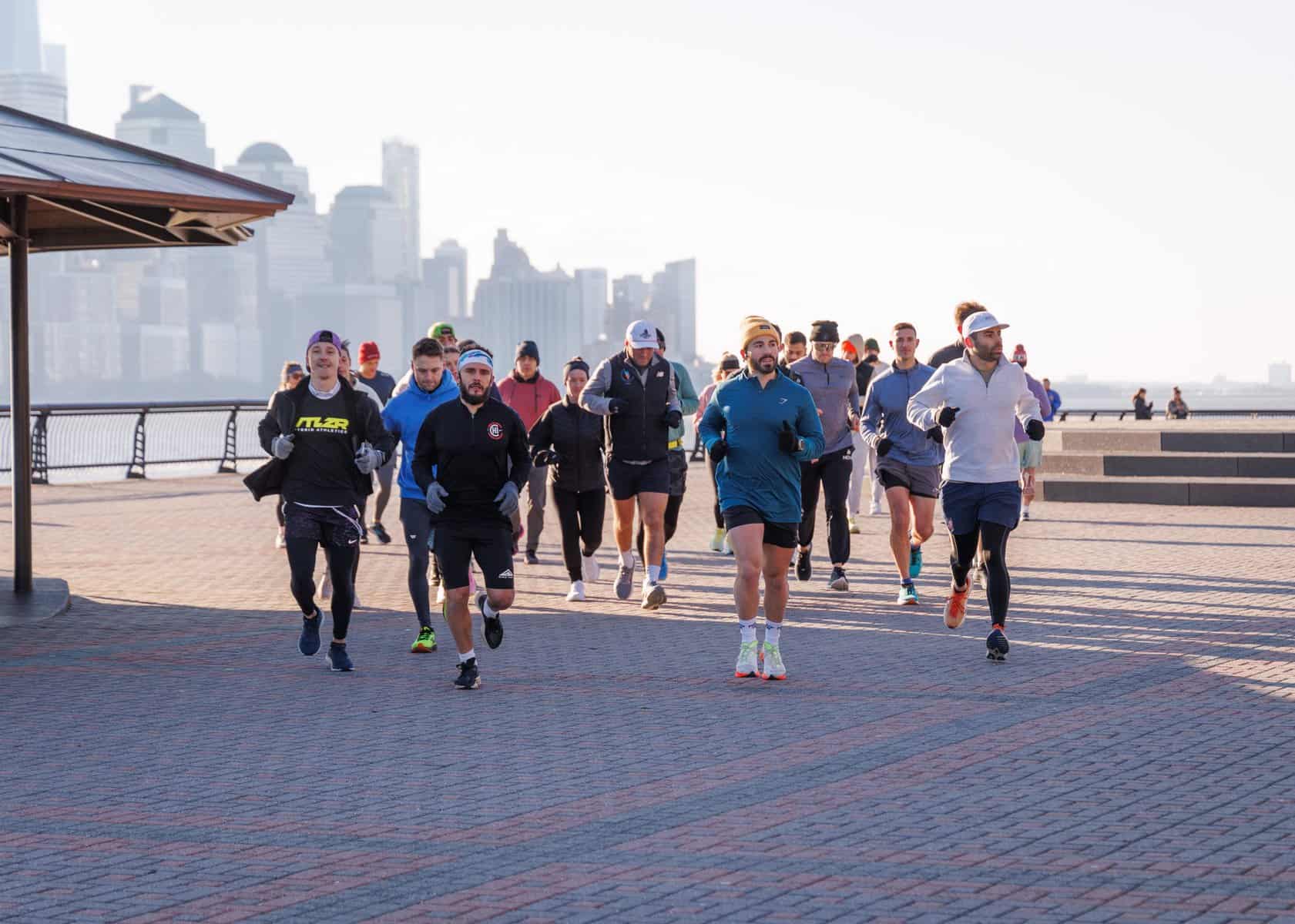 VTLZR run club members running together along the waterfront