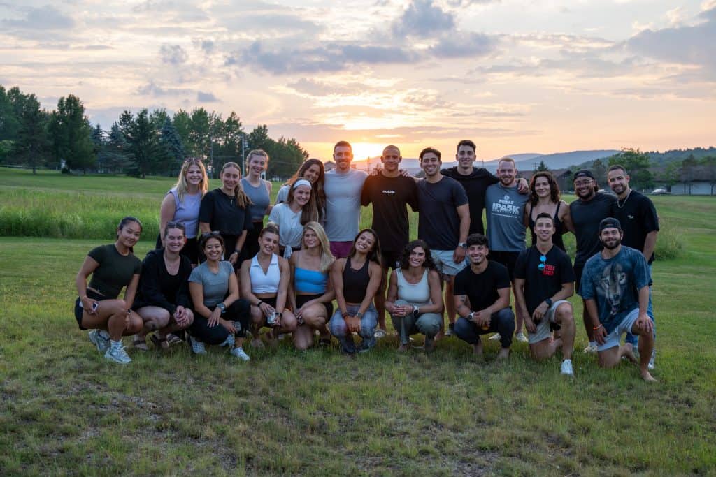 VTLZR retreat group photo at sunset